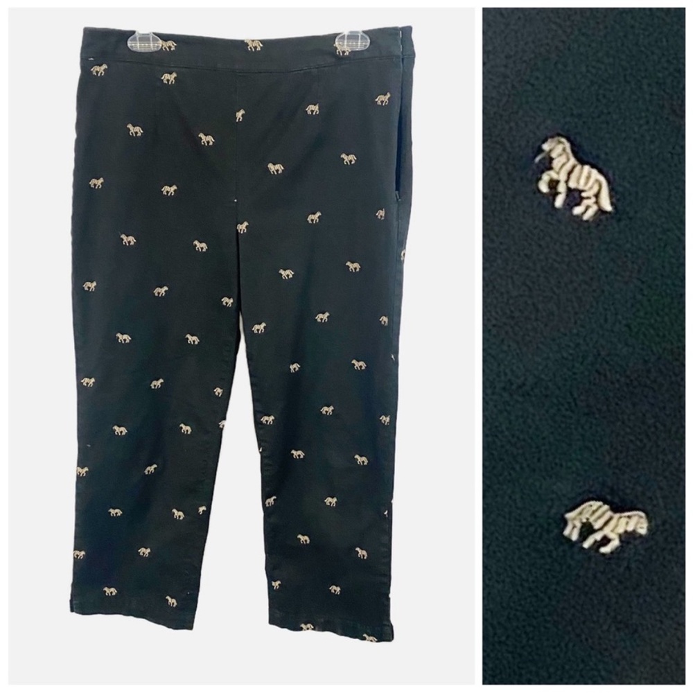 Coldwater Creek Zebra Patterned Capri Pants size 12 petite 21” inseam